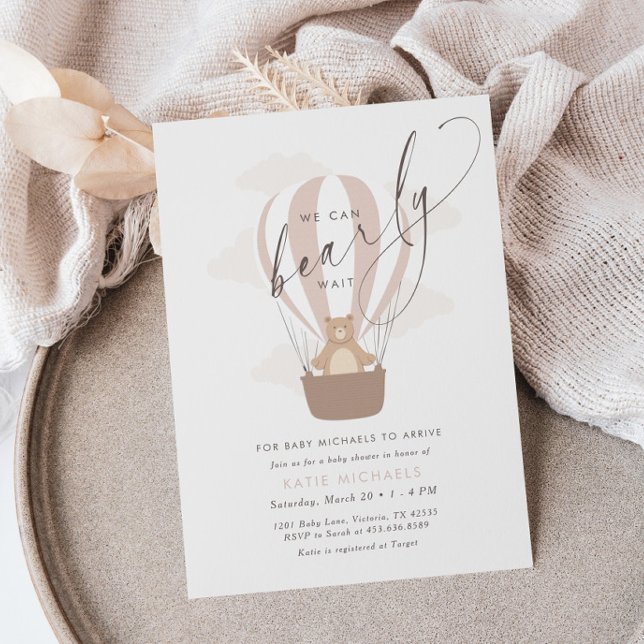 Wir können schon warten | Soft Pink Baby Dusche Einladung (Von Creator hochgeladen)