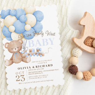 Wir können Teddy Baby Shower Boy Themes frühzeitig Einladung