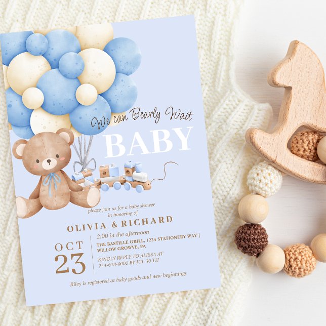 Wir können Teddy Baby Shower Boy Themes frühzeitig Einladung (Von Creator hochgeladen)