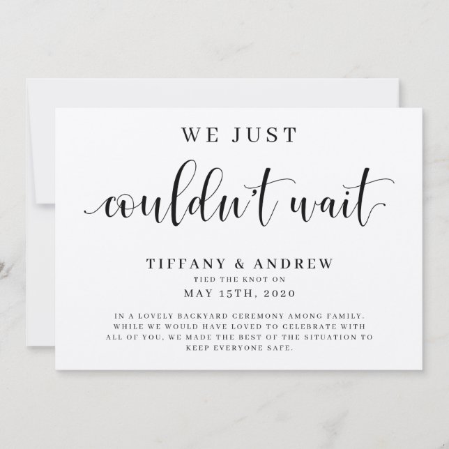 Wir konnten einfach nicht auf die Hochzeitsankündi Einladung (Vorderseite)