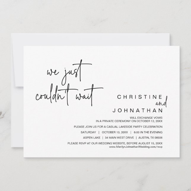 Wir konnten einfach nicht warten, das Hochzeitsess Einladung (Vorderseite)