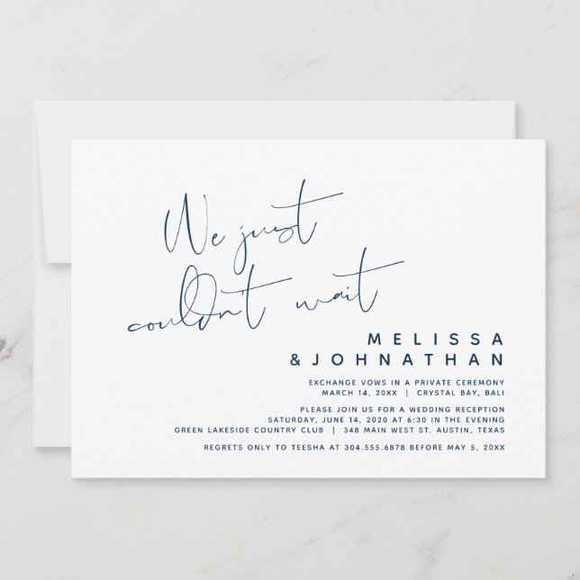 Wir konnten einfach nicht warten, die moderne Hoch Einladung (Vorderseite)