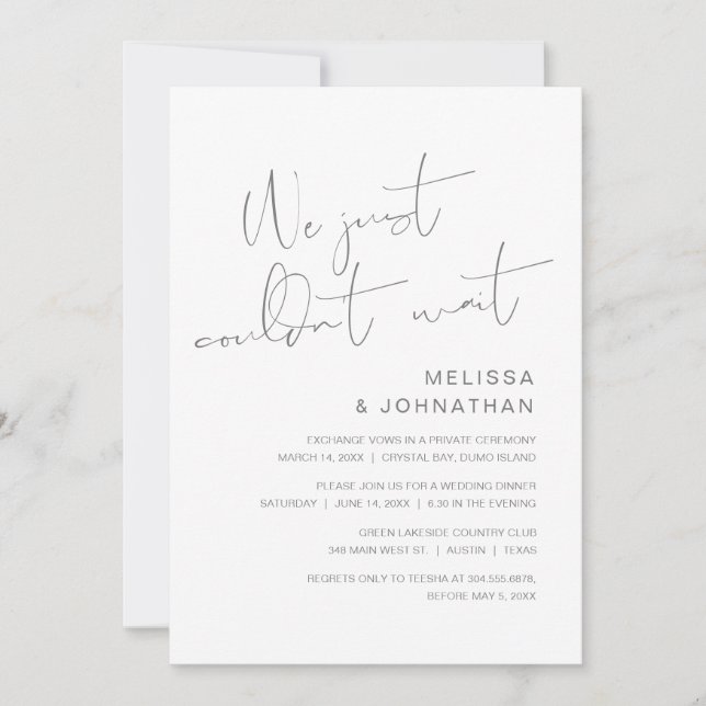 Wir konnten einfach nicht warten, Hochzeitsfeier-P Einladung (Vorderseite)