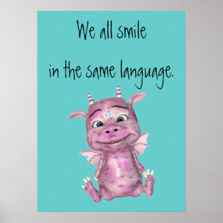 Wir lächeln alle in einem Sprachposter Poster