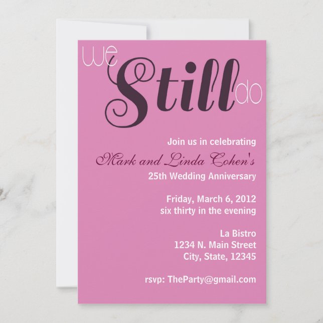 Wir laden immer noch zum Jahrestag ein Einladung (Vorderseite)