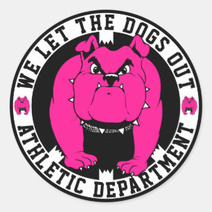 Wir lassen die Athletic Dept. Bulldog-Maskottchen Runder Aufkleber