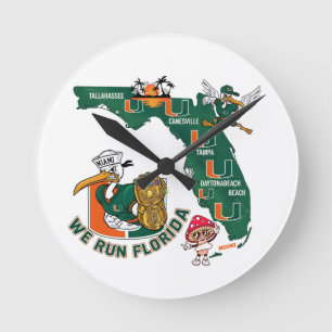 Wir laufen Florida Football Fan Gameday Grafik Runde Wanduhr