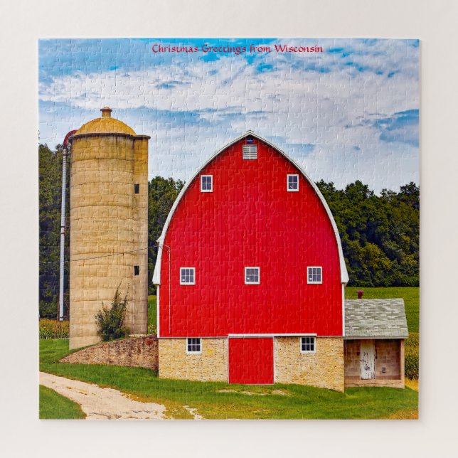 Wir Liebe alte Scheunen in Wisconsin. Jigsaw Puzzl Puzzle (Vertikal)