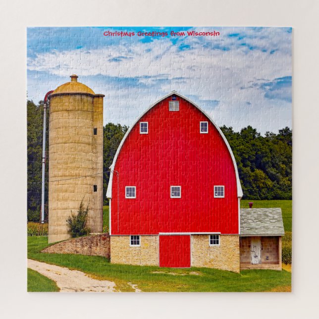 Wir Liebe alte Scheunen in Wisconsin. Jigsaw Puzzl Puzzle (Vertikal)