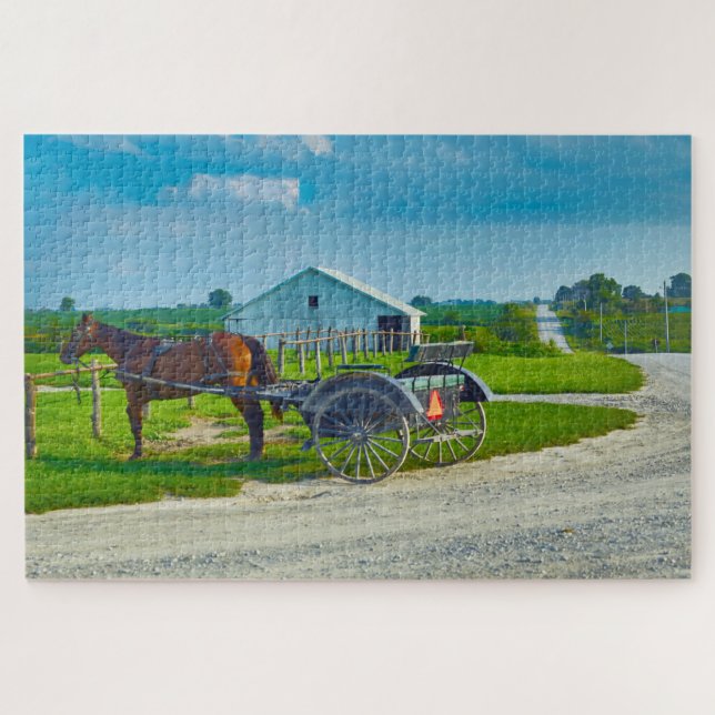 Wir Liebe Amish Carraiges in Iowa. Puzzle (Horizontal)