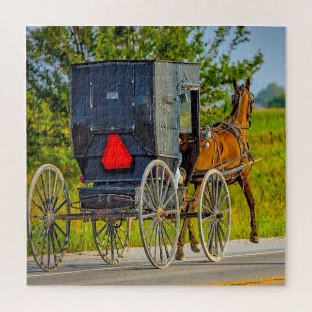 Wir Liebe Amish Carraiges in Iowa. Puzzle (Vertikal)