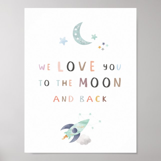 Wir Liebe dich zum Mond und zurück Kinderzimmer Po Poster (Vorne)