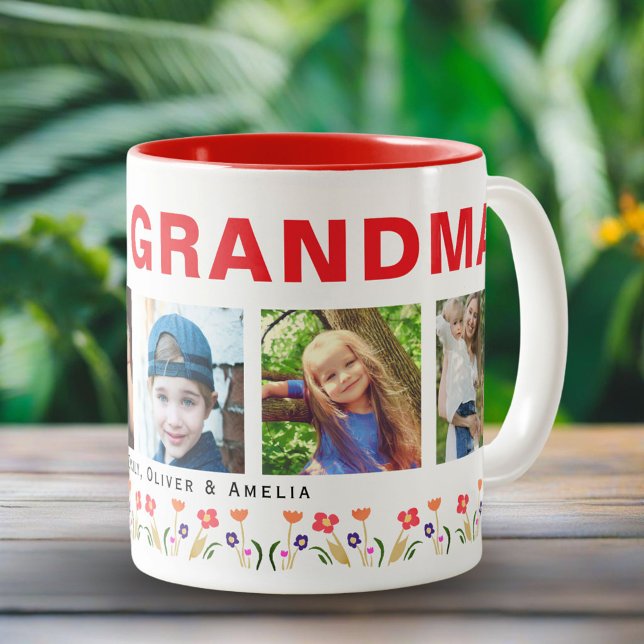 Wir Liebe dir Oma Blume 5 Fotos Keepake Zweifarbige Tasse (Von Creator hochgeladen)