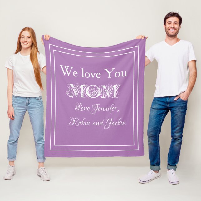 "Wir Liebe du MAMA" Individuellen Namen Lavender Fleecedecke (Beispiel)