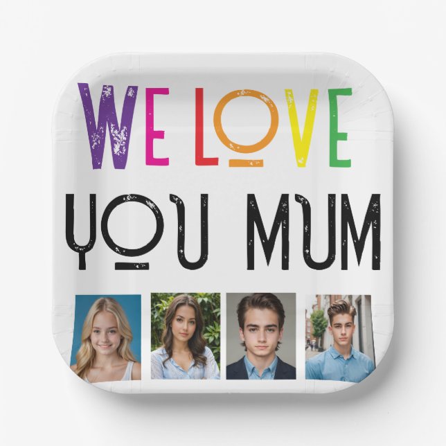 WIR LIEBE GIFT, EDIT ADD FOTO TILE RAINBOW WIR LIE PAPPTELLER (Vorderseite)