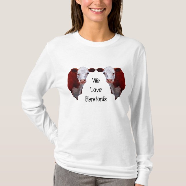 Wir Liebe Herefords: Zwei doppeltes Herefords: T-Shirt (Vorderseite)