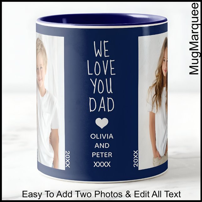 Wir Liebe Ihnen Vater, zwei Fotos Text, Navy C41 Zweifarbige Tasse (Von Creator hochgeladen)