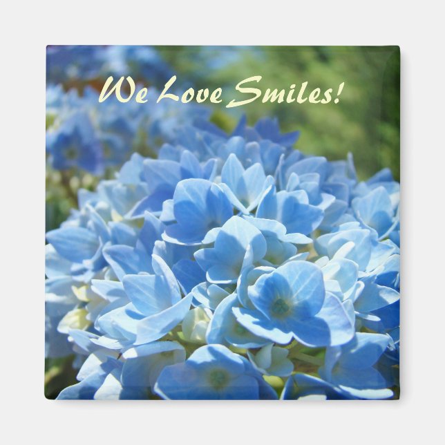 Wir Liebe lächeln! Magnete Blue Hydrangea Blume (Vorne)
