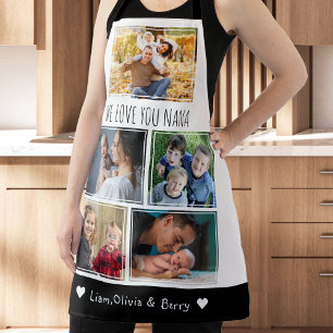 Wir Liebe Nana Grandkids 5 Foto schwarz und weiß Schürze