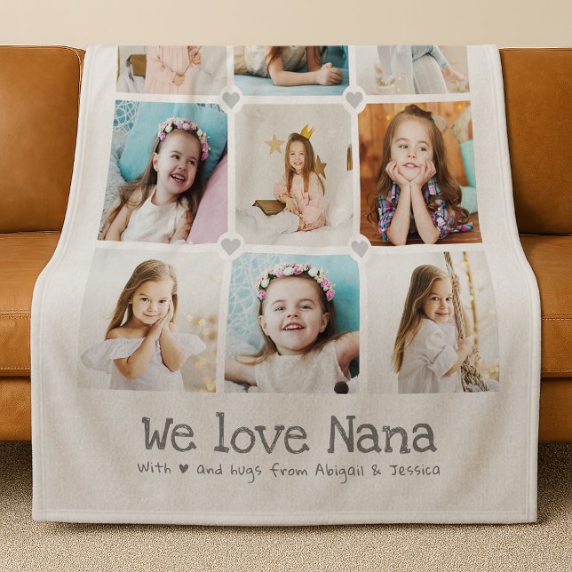 Wir Liebe Nana/Oma/Nan/Andere 9-Foto-Collage Fleecedecke (Von Creator hochgeladen)
