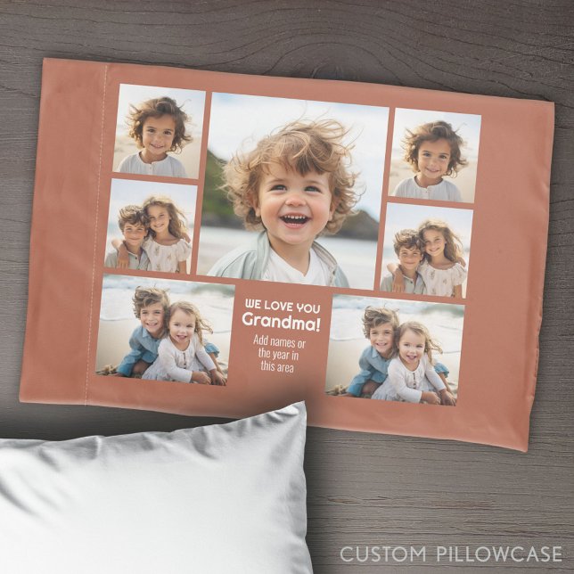 Wir Liebe Oma - FotoCollage mit 7 Fotos Kissenbezug (Create Your Own Photo Collage Pillowcase)