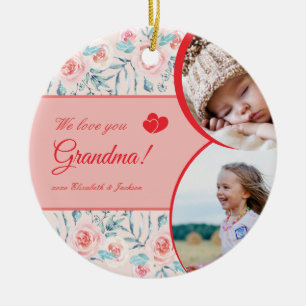 Wir Liebe Oma Pink Blumenkid Foto Weihnachten Keramik Ornament