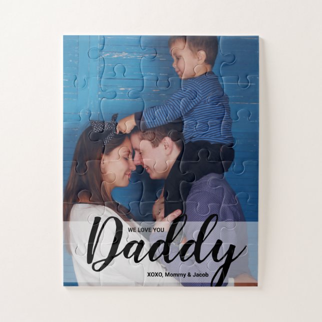 Wir Liebe Sie Daddy Custom Foto Names Puzzle (Vertikal)