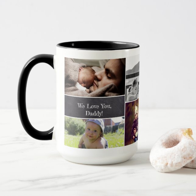 Wir Liebe Sie Daddy Customizable Foto Collector Tasse (Mit Donut)