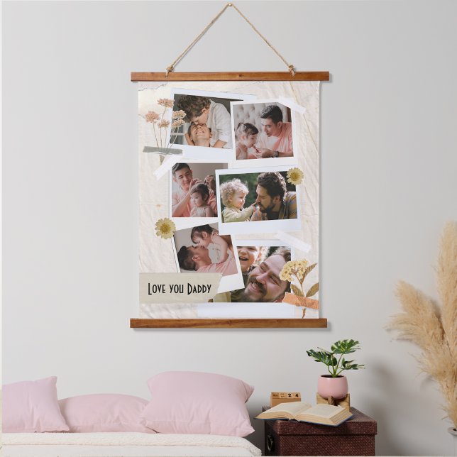 Wir Liebe Sie Daddy FotoCollage Wandteppich Mit Holzrahmen (Von Creator hochgeladen)