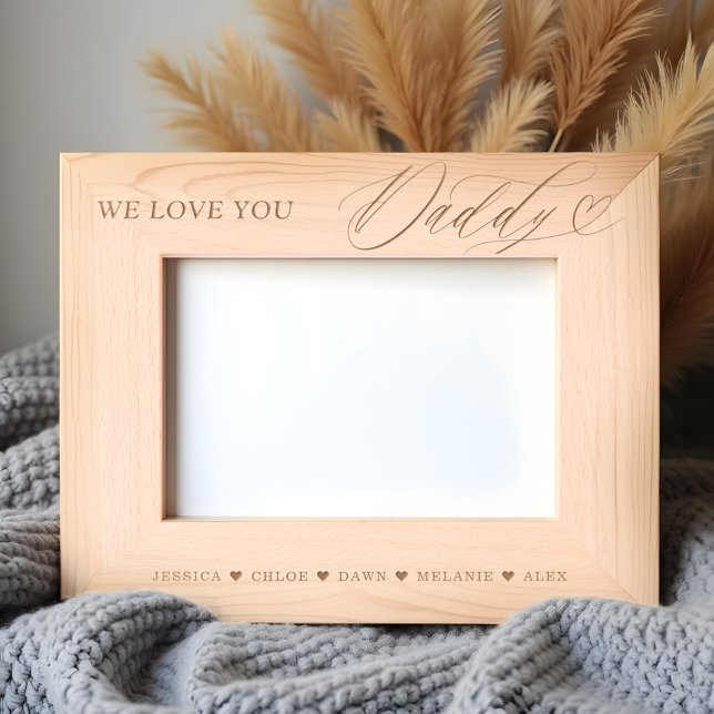 Wir Liebe Sie Daddy Script Heart Kids Namen Keepak Geätzte Rahmen (We Love You Daddy Script Heart Kids Names Keepsake Etched Frames)