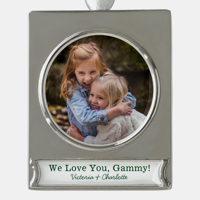 Wir Liebe Sie Gammy-Foto Banner-Ornament Silber (Vorderseite)
