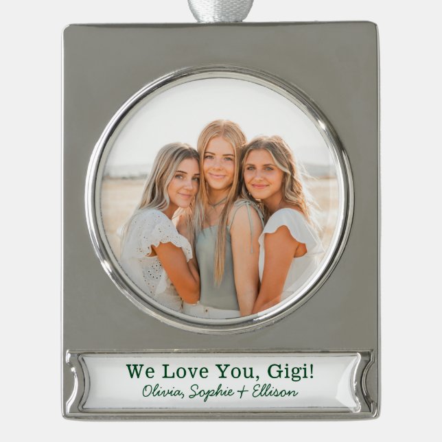 Wir Liebe Sie Gigi Foto Banner-Ornament Silber (Vorderseite)
