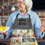 WIR LIEBE SIE GRANDMA Familienfoto Collage Script Schürze<br><div class="desc">Wir Liebe dir Oma! Perfektes Geschenk für Muttertag,  Geburtstag oder Feiertage: Eine moderne,  süße Schürze,  die mit zehn Ihrer persönlichen Lieblingslieder sowie einer Nachricht,  den Namen der besten Großmutter aller Zeiten,  zugeschnitten ist. Das ist die schwarz-weiß gestreifte Version.</div>