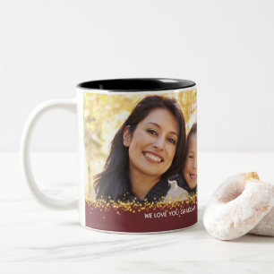 Wir Liebe Sie Ihr eigenes Foto Gold Sparkasse Zweifarbige Tasse
