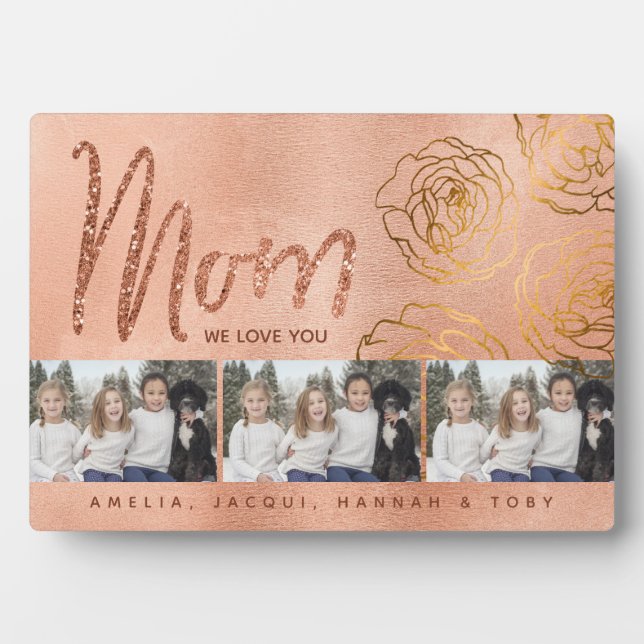 Wir Liebe Sie Mama 3 Foto Plaque Fotoplatte (Vorderseite)