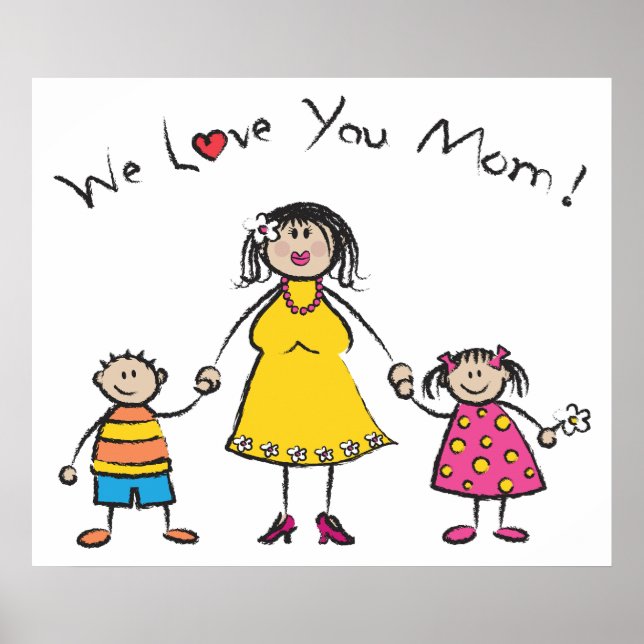 Wir Liebe Sie Mama Cartoon Familie glücklichen Mut Poster (Vorne)