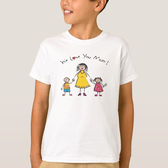Wir Liebe Sie Mama Cartoon Familie glücklichen Mut T-Shirt (Vorderseite)