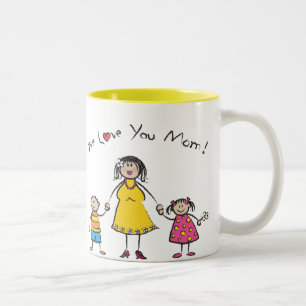 Wir Liebe Sie Mama Cartoon Familie glücklichen Mut Zweifarbige Tasse