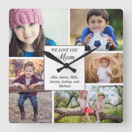 Wir Liebe Sie Mama Custom 5 Foto Kinderfamilie Quadratische Wanduhr