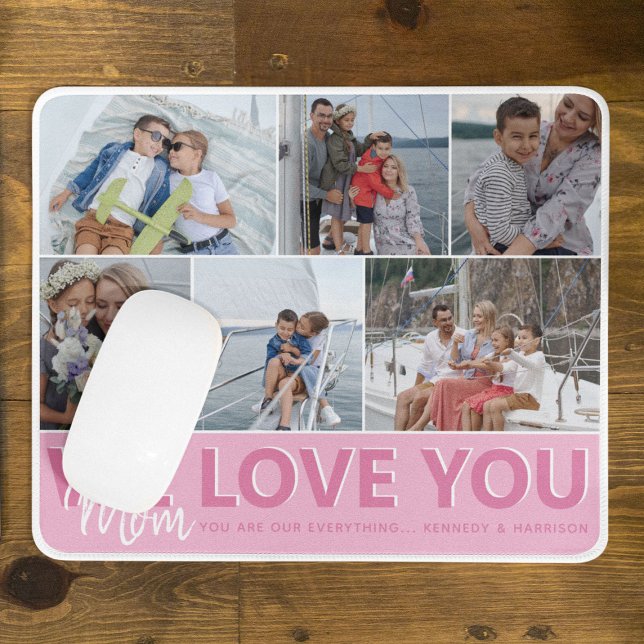 "Wir Liebe Sie" Mama FotoCollage | PERSONALISIERT Mousepad (Von Creator hochgeladen)
