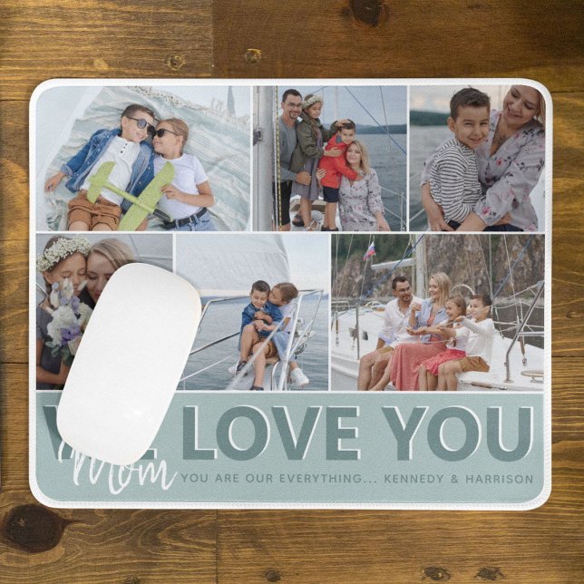 "Wir Liebe Sie" Mama FotoCollage | PERSONALISIERT Mousepad (Von Creator hochgeladen)