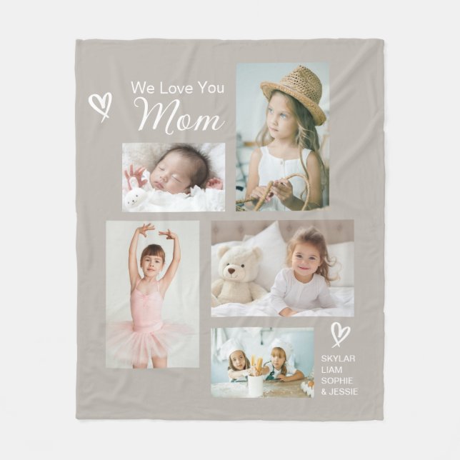 Wir Liebe Sie Mama Kinder Foto Collage Keepake Fleecedecke (Vorderseite)