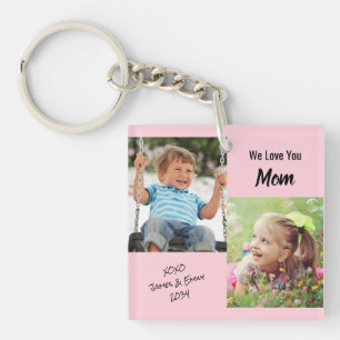 Wir Liebe Sie Mama Personalisierte Fotos rosa Schlüsselanhänger