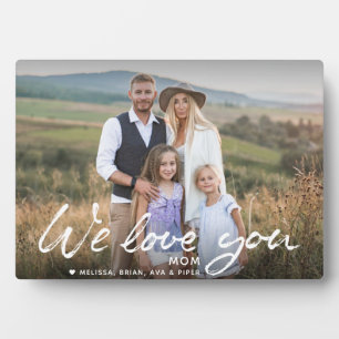 Wir Liebe Sie Mama Pinsel Script Individuelle Name Fotoplatte