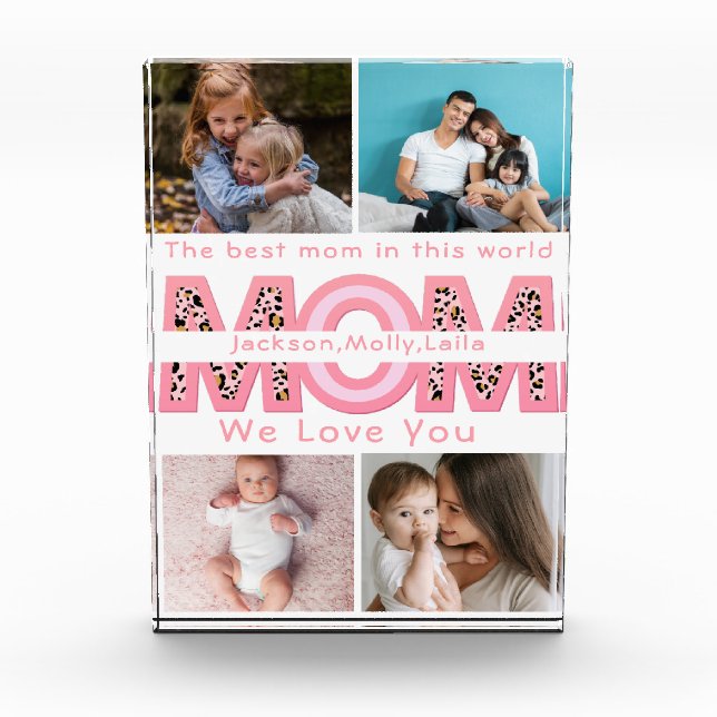 Wir Liebe Sie Mama Rosa Minimalistisch 6 Foto Coll (Vorderseite)