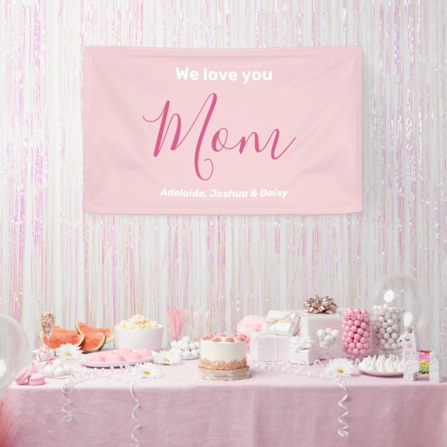 Wir Liebe Sie Mama Rosa Minimalistisch Banner (Party)