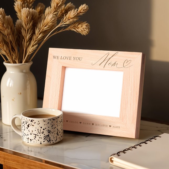 Wir Liebe Sie Mama Skript Herzkinder Namen Keepake Geätzte Rahmen (We Love You Mom Script Heart Kids Names Keepsake Etched Frames)