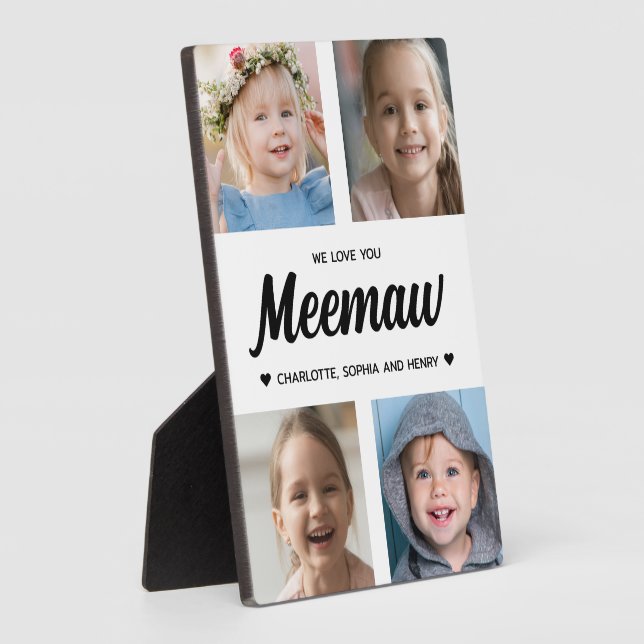 Wir Liebe Sie Meemaw Familie halten Foto Collage Fotoplatte (Seite)