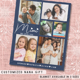 Wir Liebe Sie Mimi Grandkids 6 Foto Collage Blue Fleecedecke