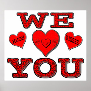 Wir Liebe Sie mit Hugs & Kisses Poster
